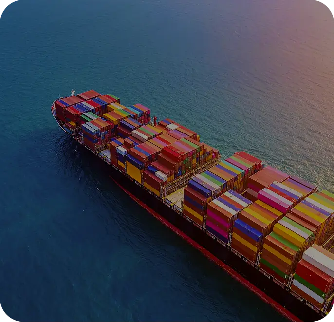 Aerial view of container ship representing TechGen Global logistics
