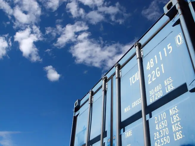 Shipping containers at industrial port